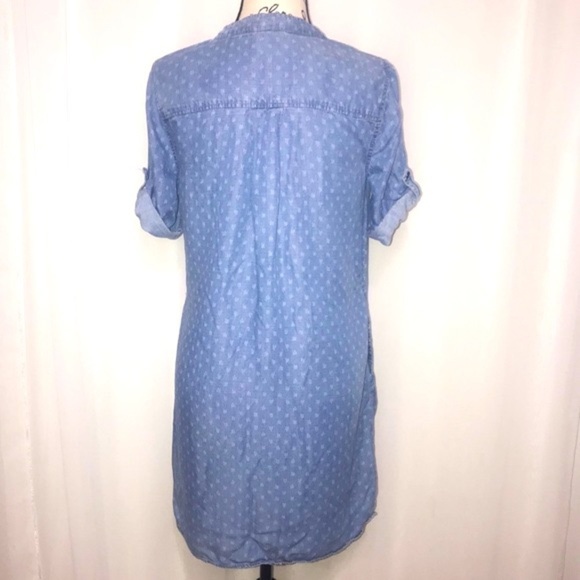 Philosophy Denim Tencel Lace Up Raindrop Shirt Dress - Picture 2 of 7